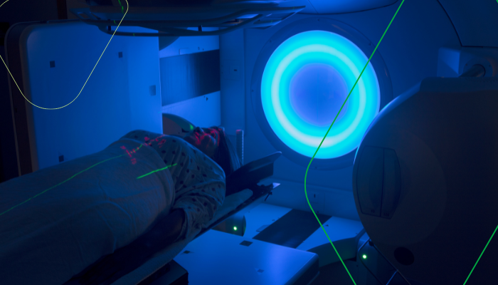 A person having radiology treatment